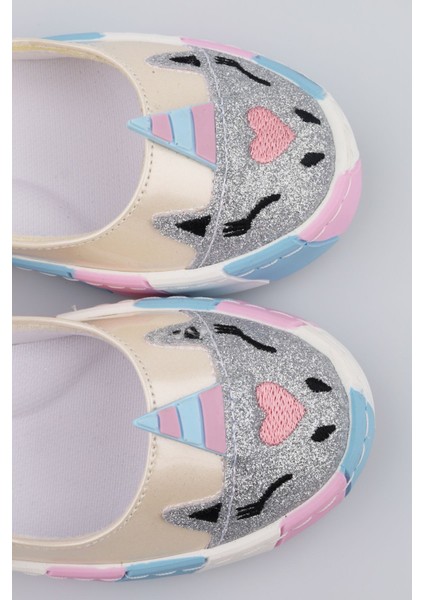 Unicorn Desenli Kız Çocuk Ayakkabı | Krem Renkli Babet | 26-30 Düz Topuk Özel Günlük Babet indirimleri