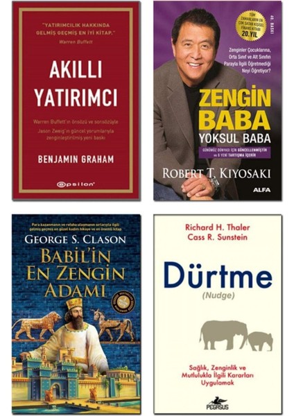 Dürtme + Babilin En Zengin Adamı + Akıllı Yatırımcı + Zengin Baba Yoksul Baba / 4 Kitap Set
