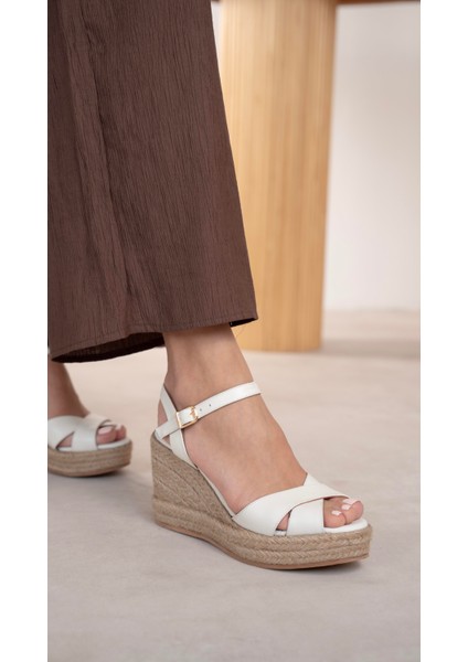 Kuzma Ekru Hakiki Deri Sandalet
