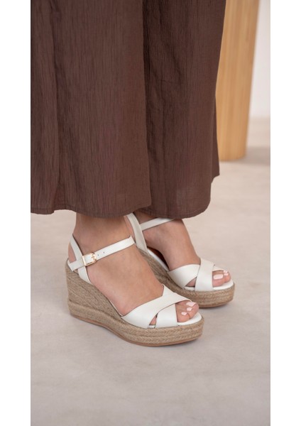 Kuzma Ekru Hakiki Deri Sandalet