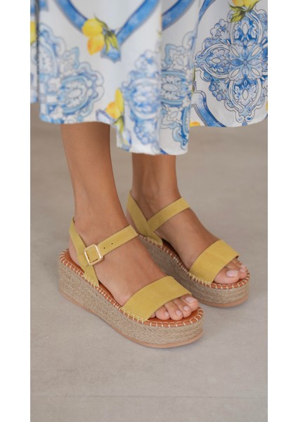 Eva Sarı Süet Hakiki Deri Sandalet