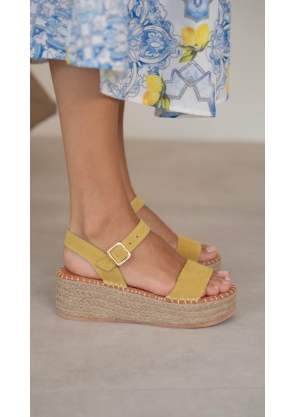 Eva Sarı Süet Hakiki Deri Sandalet modelleri