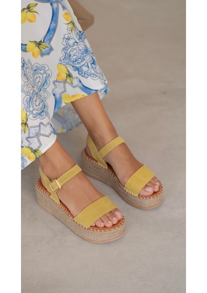 Eva Sarı Süet Hakiki Deri Sandalet fırsatları