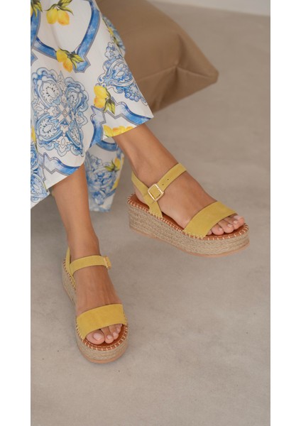 Eva Sarı Süet Hakiki Deri Sandalet indirimleri