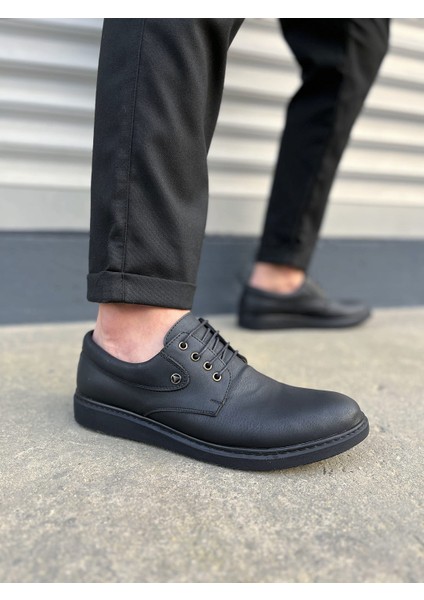 JET-0610 Clasico Bağcıklı Cilt Erkek Günlük Klasik Ayakkabı Cst - Mat Siyah