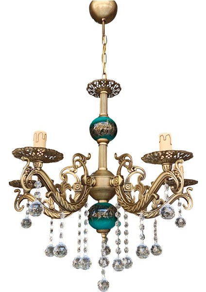 Beş Kollu Kristal Top Taşlı Eskitme Kaplamalı Mavi Siyah Çinili Metal Avize fiyatları