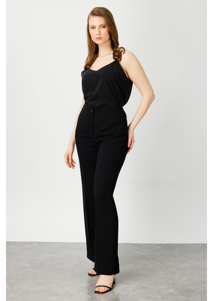 Moda Ilgi Kadın Büyük Beden Süs Cep Detaylı Pantolon 3501 Siyah