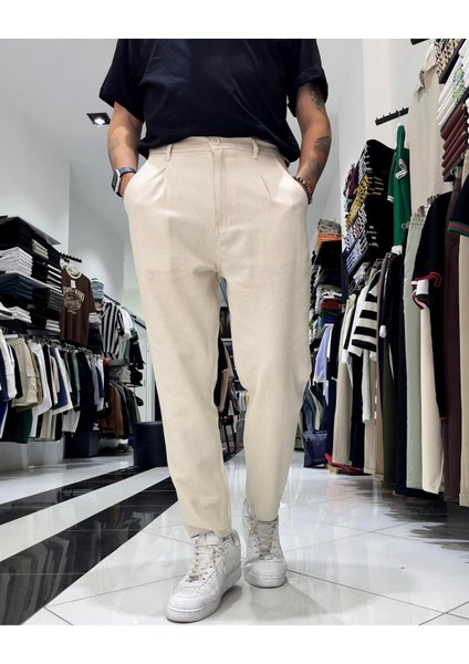 Boyfriend Kesim Keten Pamuk Erkek Pantolon fırsatları