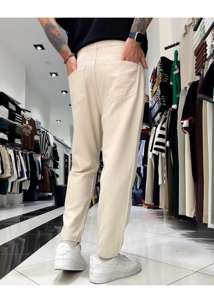 Boyfriend Kesim Keten Pamuk Erkek Pantolon