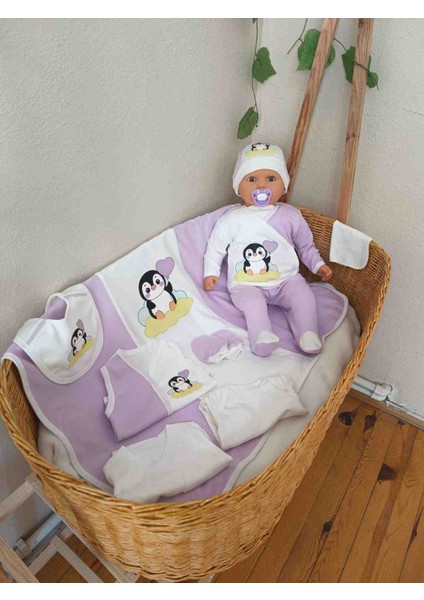 Penguen baskılı 10 parça Hastane Çıkışı zıbın set fiyatları