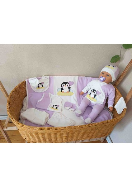 Penguen baskılı 10 parça Hastane Çıkışı zıbın set modelleri