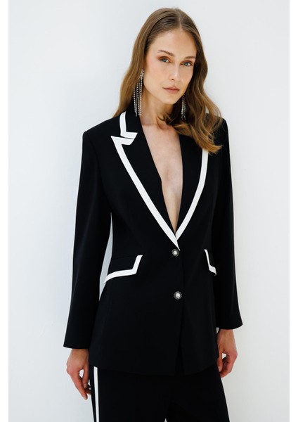 Moda Ilgi Kadın Enkürüsteli Çift Düğme Ceket 7816 Siyah fiyatları