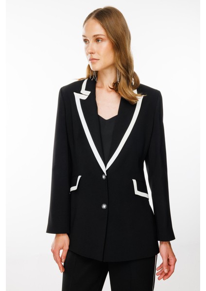 Moda Ilgi Kadın Enkürüsteli Çift Düğme Ceket 7816 Siyah modelleri