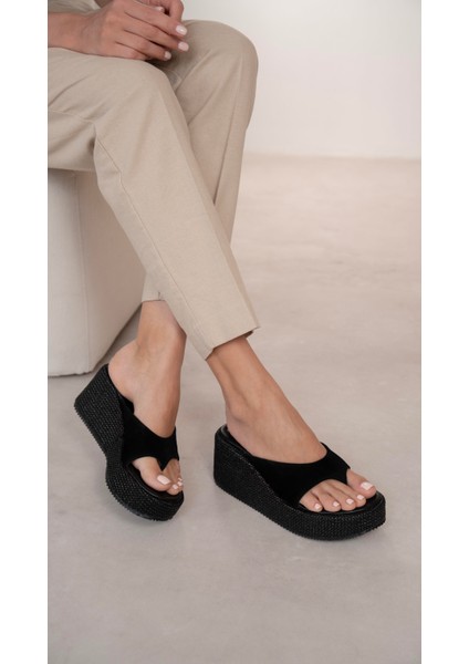 Siena Siyah Süet Hakiki Süet Kadın Terlik modelleri
