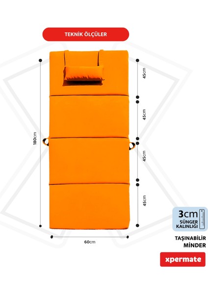 Katlanır Şezlong Minderi - Taşınır Kamp Yatağı Su Itici Solmaz Kumaş 180X60X3 Turuncu Ultraluks fiyatları