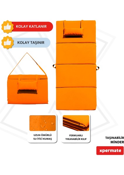 Katlanır Şezlong Minderi - Taşınır Kamp Yatağı Su Itici Solmaz Kumaş 180X60X3 Turuncu Ultraluks modelleri