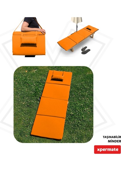 Katlanır Şezlong Minderi - Taşınır Kamp Yatağı Su Itici Solmaz Kumaş 180X60X3 Turuncu Ultraluks fırsatları
