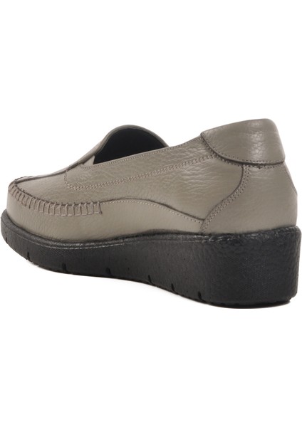 Gri Hakiki Deri Kadın Günlük Ayakkabı BB096 Z fırsatları