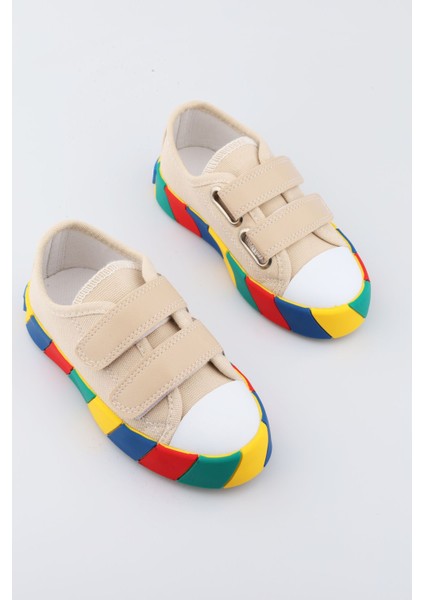 Erkek Çocuk Spor Ayakkabı Erkek Çocuk Sneaker Bej Krem Renk Çocuk Spor Ayakkabı Yeni Sezon
