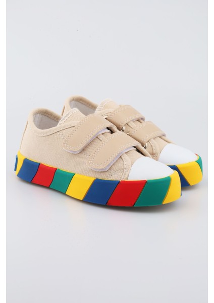 Erkek Çocuk Spor Ayakkabı Erkek Çocuk Sneaker Bej Krem Renk Çocuk Spor Ayakkabı Yeni Sezon