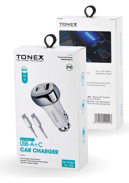 TA-41W Pd + Usb-A Type-C To Type-C Kablolu Araç Içi Şarj Aleti modelleri