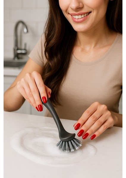 29 cm Ergonomik Saplı Sert Kıllı Bulaşık Fırçası, Dayanıklı ve Şık Tasarım fiyatları