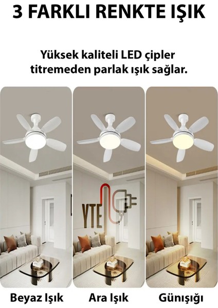 Sessiz Büyük Boy 81 cm Tavan Vantilatörü E27 Duylu Uzaktan Kumandalı 3 Renk fiyatları