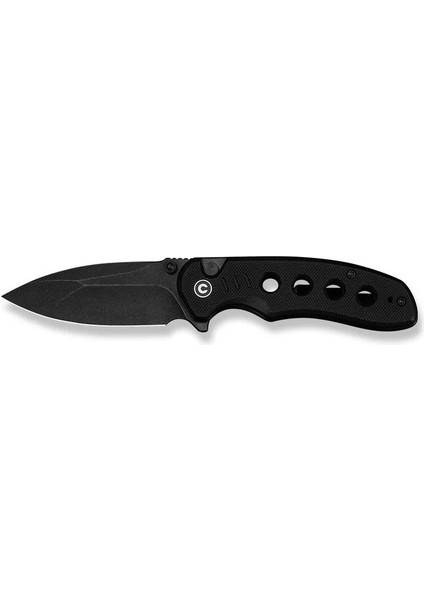 Triptych Flipper & Thumb Stud & Button Lock Knife All Black G10 Handle Çakı