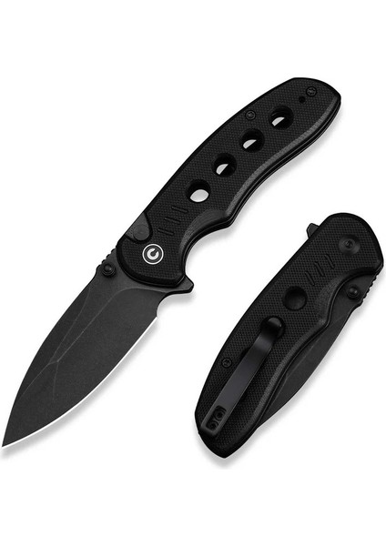Triptych Flipper & Thumb Stud & Button Lock Knife All Black G10 Handle Çakı fiyatları