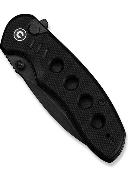 Triptych Flipper & Thumb Stud & Button Lock Knife All Black G10 Handle Çakı indirimleri