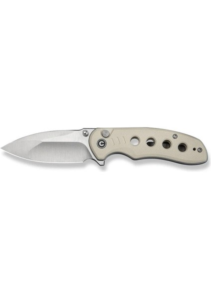 Triptych Flipper & Thumb Stud & Button Lock Knife Ivory G10 Handle Çakı