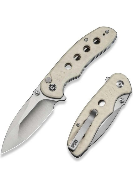 Triptych Flipper & Thumb Stud & Button Lock Knife Ivory G10 Handle Çakı fiyatları