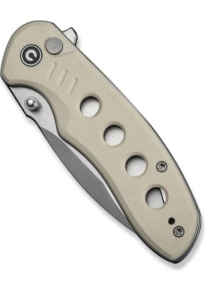 Triptych Flipper & Thumb Stud & Button Lock Knife Ivory G10 Handle Çakı indirimleri