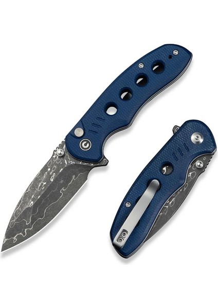 Triptych Flipper & Thumb Stud & Button Lock Knife Damascus Micarta Handle Çakı fiyatları