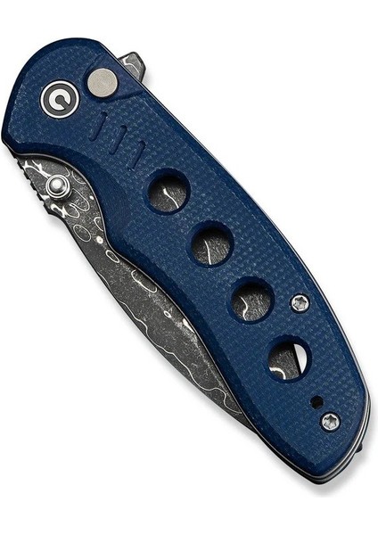 Triptych Flipper & Thumb Stud & Button Lock Knife Damascus Micarta Handle Çakı indirimleri