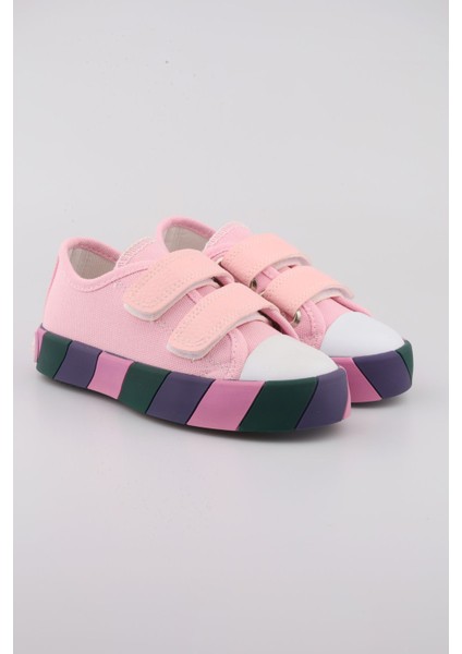 Yeni Sezon Renkli Tabanlı Pembe Kız Çocuk Spor Ayakkabı | Işıklı, Hafif, Ortopedik Kız Çocuk Sneaker