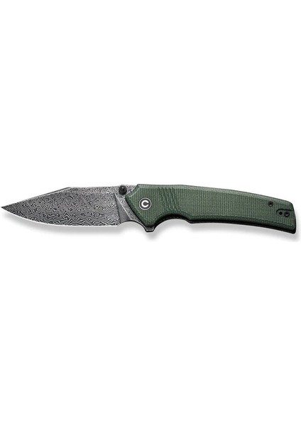 Tranquil Flipper & Thumb Stud Knife Damascus Green Micarta Handle Çakı