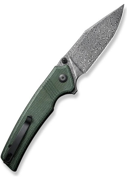 Tranquil Flipper & Thumb Stud Knife Damascus Green Micarta Handle Çakı modelleri