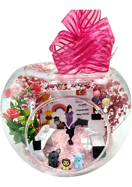 Kişiselleşebilir Çocuk Diş Hekimi Pedodontist Teraryum 3D Arkadaşa Sevgiliye Konsept Hediyelik Lüx modelleri