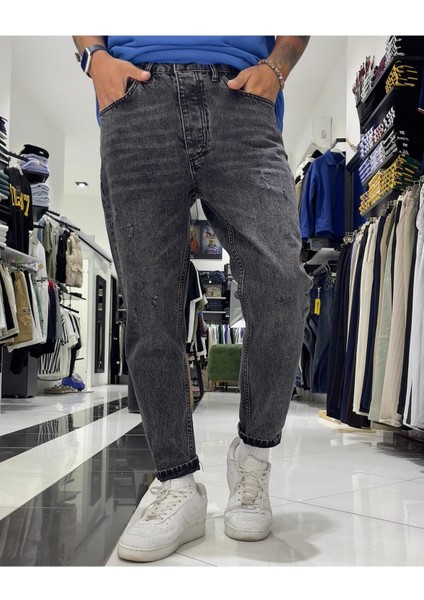 Yıkamalı Boyfriend Erkek Jean Pantolon-Antrasit Gri indirimleri