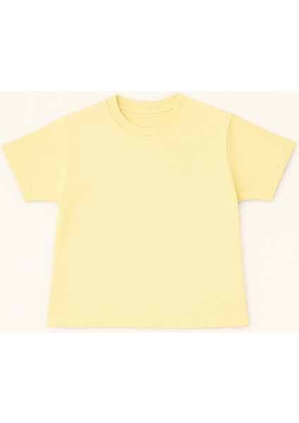 Unisex Basic Pamuklu Oversize Güneş Sarısı Çocuk Tişört modelleri