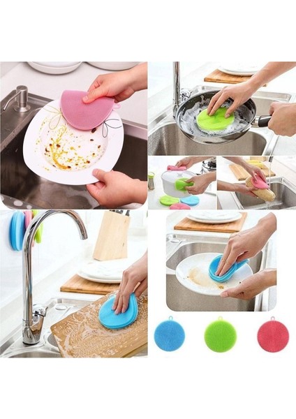 Karışık Renk Silikon Ped ve Bulaşık Süngeri Seti, Çok Amaçlı Kullanım