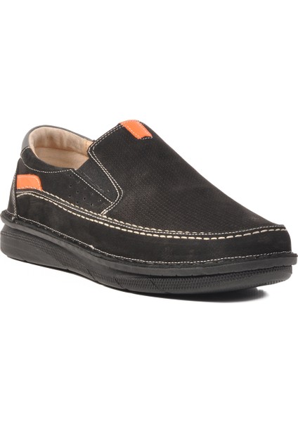 Siyah Nubuk Hakiki Deri Erkek Günlük Ayakkabı 2628 M