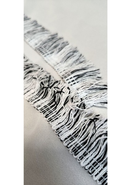 Siyah Beyaz Çift Renk Kenar Püskül Saçak modelleri