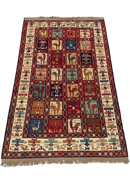 El Dokuma Iran Sumak Kilimi 125X195 Kök Boya Yün Kilim