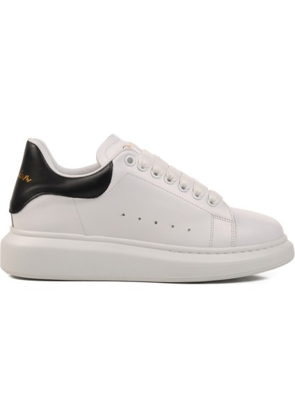 Beyaz-Siyah Hakiki Deri Erkek Sneaker Premium 02028 M modelleri