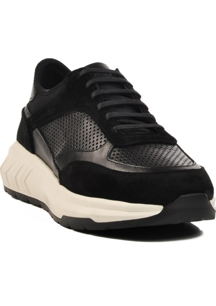 Siyah-Beyaz Hakiki Deri Erkek Sneaker Premium 5394 M