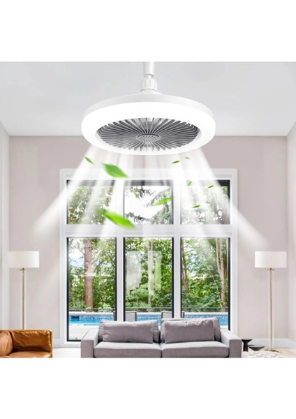 Pervaneli LED Lamba Kumandalı 3 Kademeli Hız ve Işık Ayarı Vantilatör Aydınlatma