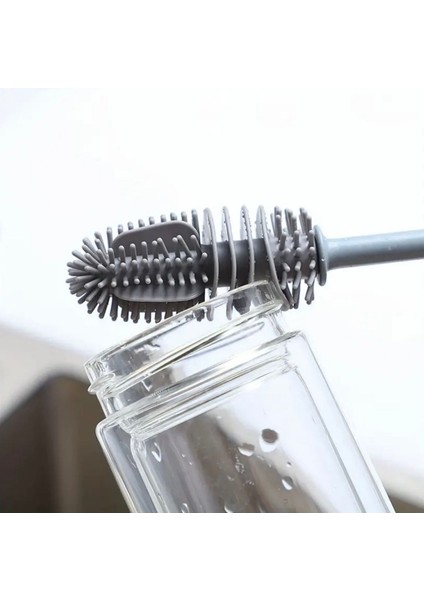 Esnek Kıllı Uzun Saplı Silikon Bardak ve Şişe Temizleme Fırçası modelleri