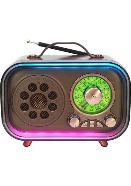 M-1315BT Bluetooth Subwoofer'lı Retro Radyo Şarjlı 3 Band Fm/am/sw Vintage Hoparlör USB Tf Destekli